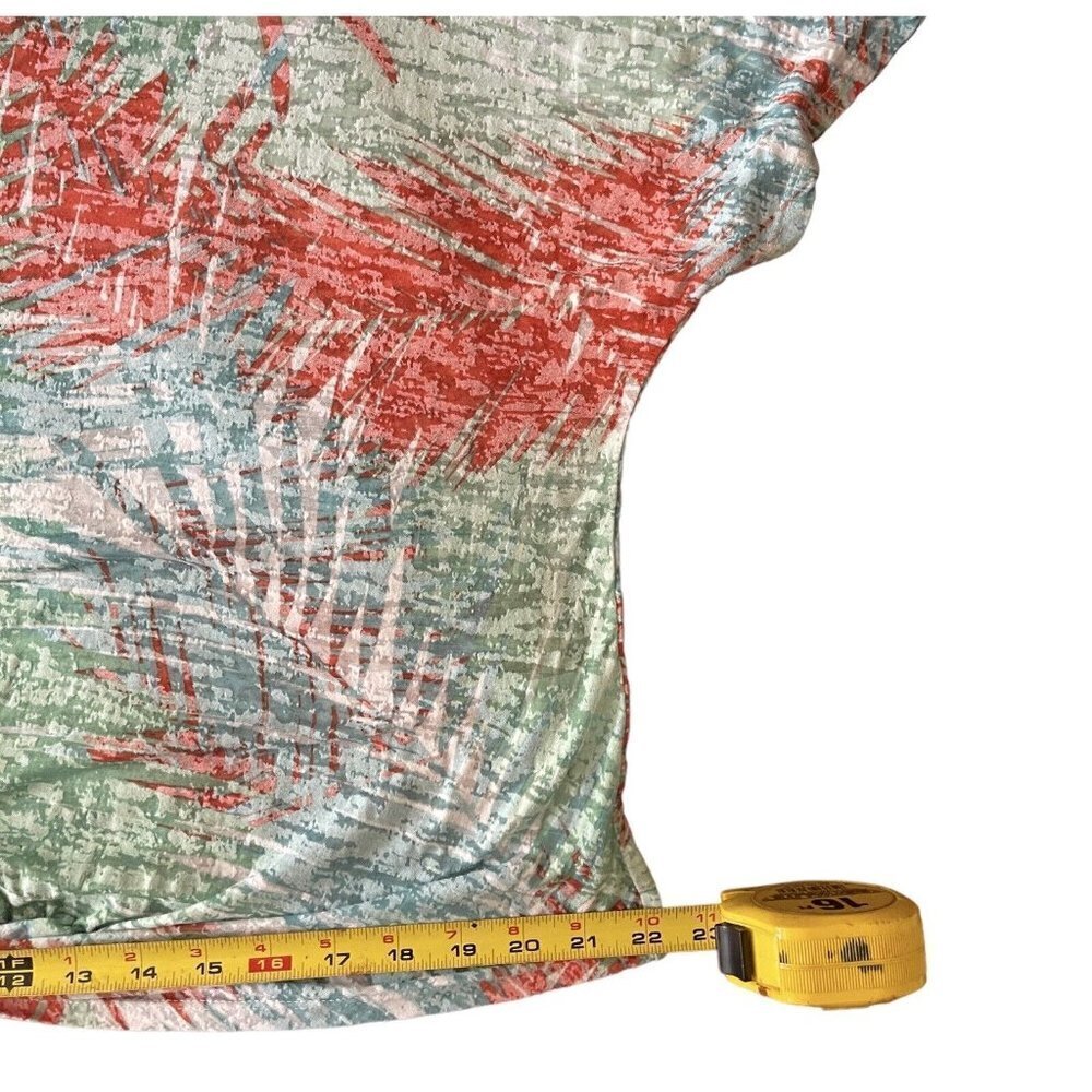 LARA LANE Petites Tie-Front Top Size PL Multicolor Scoop Neck Gemmed Burn-Out - Picture 13 of 14